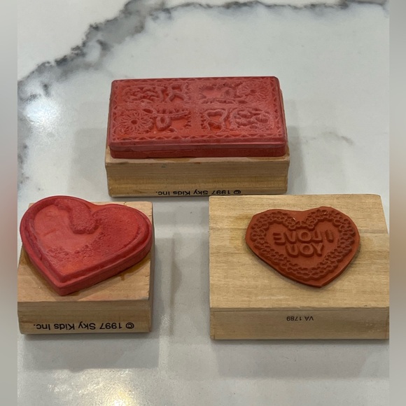 RUBBER STAMPS LOT OF 3: ‘Hearts’ Bundle from Sky Kids from 1997 - Picture 4 of 6
